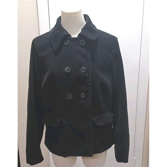 Gap Women's Black Double Breasted Corduroy Y2k 2004 Jacket Size Large - Picture 2 of 9